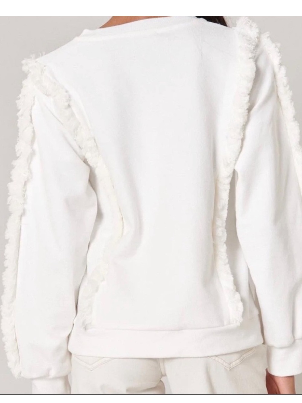 Sugarlips Houston Fringe White Cotton Sweatshirt NWT S - Picture 12 of 12